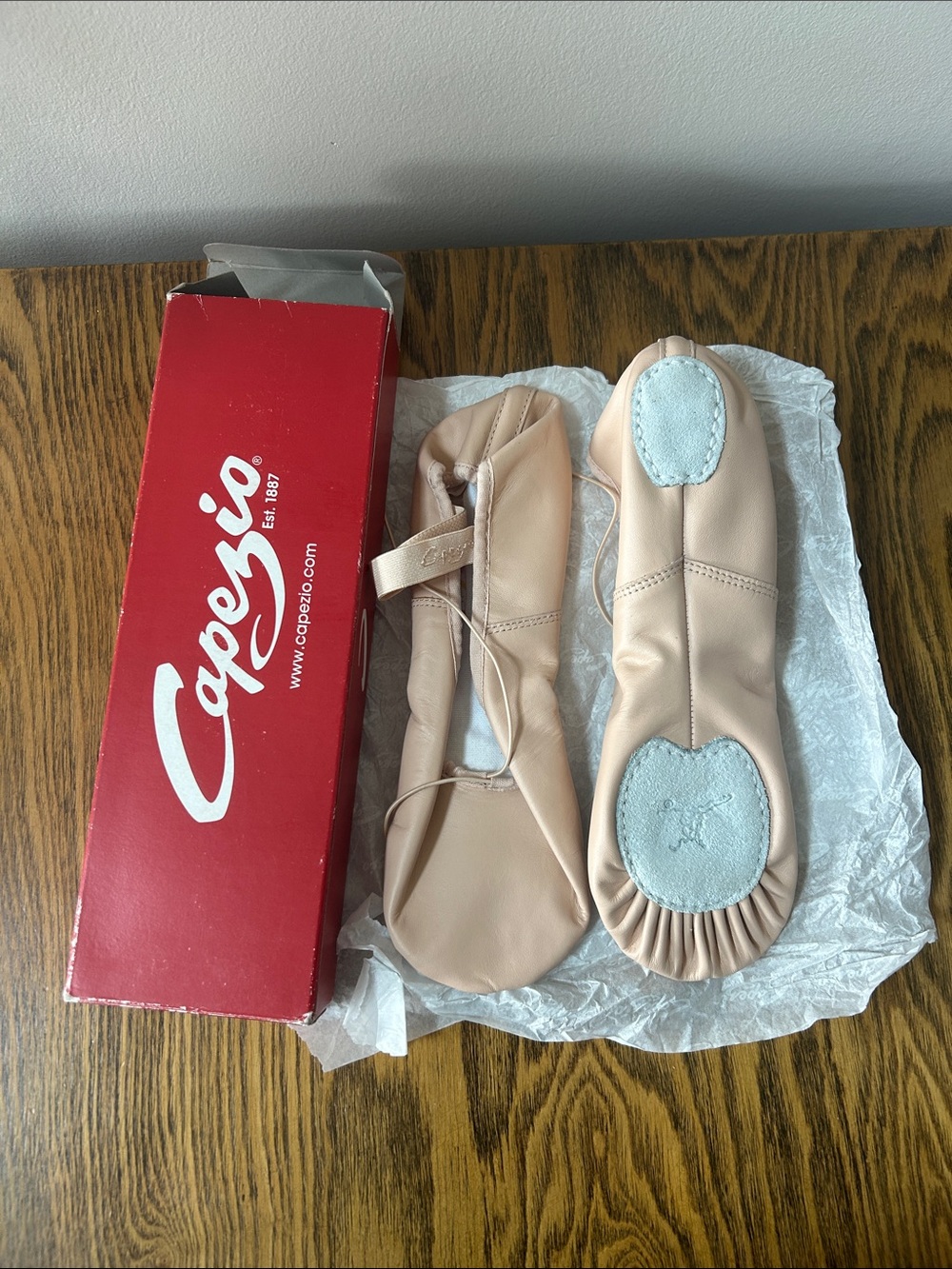 Capezio Ballet Slipper Shoe Beige with White Soles